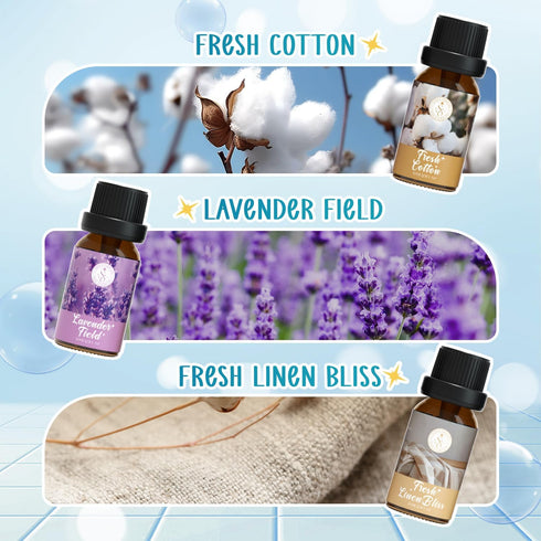 Clean Essential Oils Set, Fragrance Oil Set for Oil Diffusers with Multiple Flavors, Candle Making 6x10ml- Lavender Fields,Fresh Cotton...