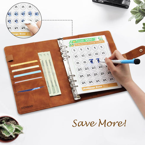 100 Envelopes Money Saving Challenge Binder, A5 Budget Binder with Envelopes and Challenge Tracker, 2024 New Savings Challenges Planner Book to Sa...