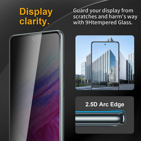 3 Pack Privacy Screen Protector for Samsung Galaxy A53 With 3 Pack Camera Lens Protector, Anti Spy Tempered Glass 9H Hardness, Black Protector Ant...