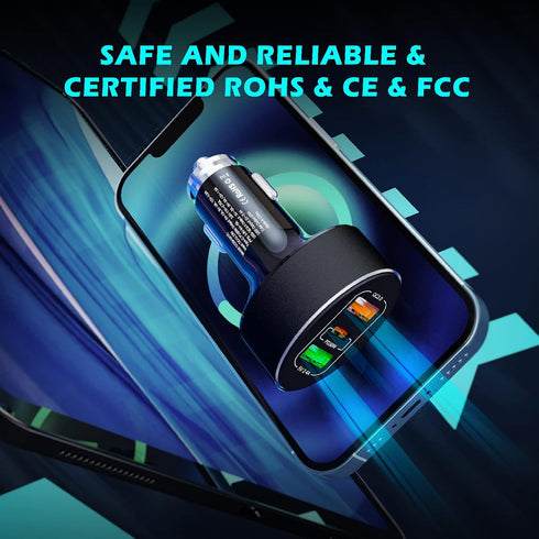USB C Car Charger, 60W 3 Ports Car Charger USB Adapter Fast Charge PD&QC 3.0 Type C Car Cigarette Lighter Charger Compatible with iPhone13/12Pro M...