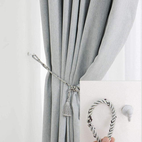 2 Pairs Curtain Hooks for Drapes, European Style Curtain Hook, White Window Curtain Holdback Hooks Tiebacks, Heavy Duty Wall Mounted Hooks for Cur...