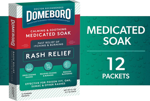 Domeboro Medicated Soak Rash Relief (Burow’s Solution), 12 Count (Pack of 1) - Packaging May Vary...