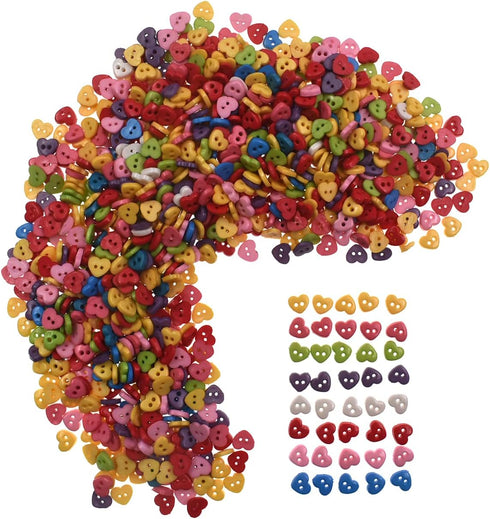 6mm 100Pcs Heart Shape Mixed Color Mini Buttons for DIY Handmade Craft Art Sewing Doll Cloth Buttons...