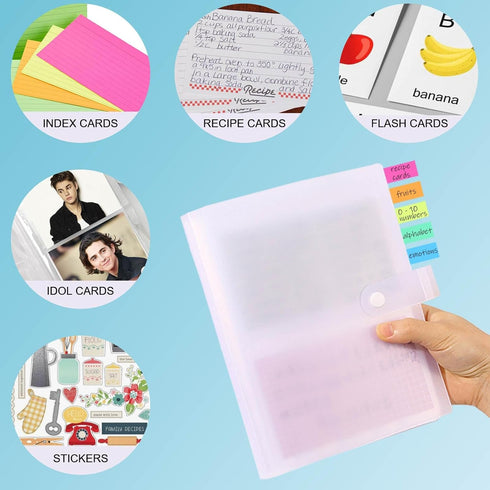 BetterJonny 3x5 Index Card Organizer, Index Cards Clear Plastic Holder Organizer Pouches Book Recipe Card Holder Flash Cards Holder, 40 Page Hold ...