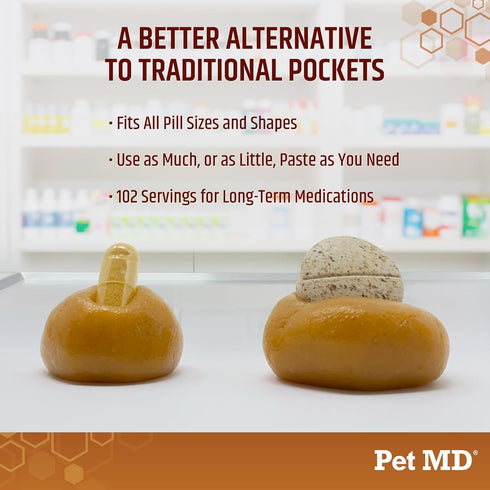 Pet MD Wrap A Pill Peanut Butter Flavor Pill Paste for Dogs - Make a Pocket or Pouch to Hide Pills & Medication - 8 oz...