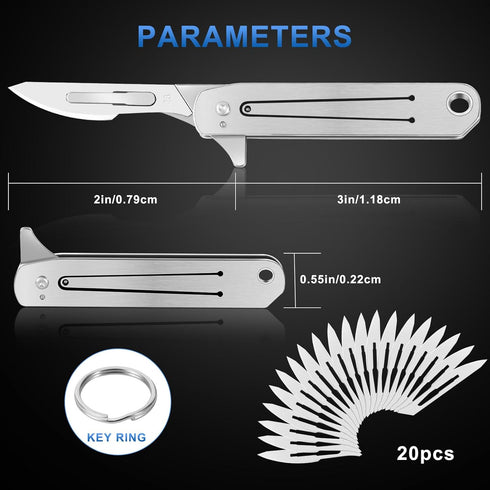 Folding Scalpel Knife, Keychain Pocket Knife for Men EDC Pocket Utility Knife with 20pcs #23 Replaceable Blades...