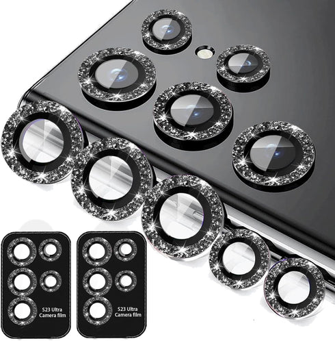 [5+5 Pack Compatible with Samsung Galaxy S22 Ultra Camera Lens Protector Glitter Bling, S22 Ultra Camera Cover, Tempered Glass Clear Screen Protec...
