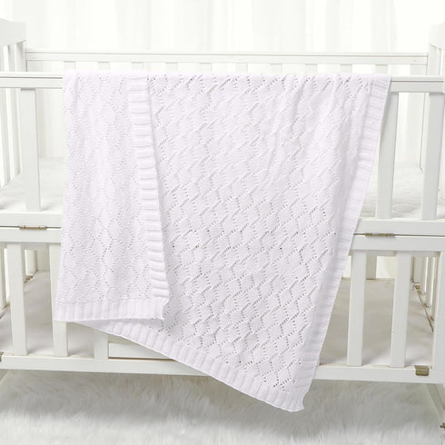 mimixiong Toddler Blankets Knitted Cellular Baby Blankets for Boys and Girls Size 40 x30 Inch White...