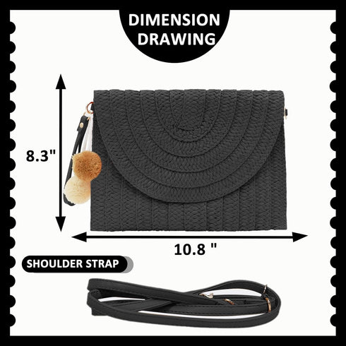 Crossbody Bags for Women, Straw Clutch Purses, Bohemian Handmade Woven Envelope Package...