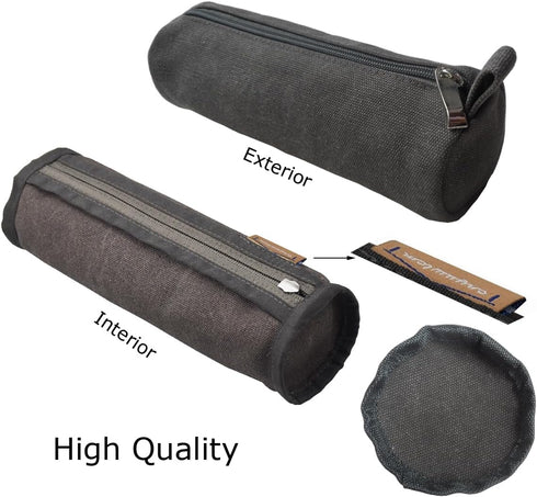 enyuwlcm Heavy Canvas Stationery Stylish Simple Pencil Bag and Durable Compact Zipper Pencil Case Pouch 1 Pack Gray...