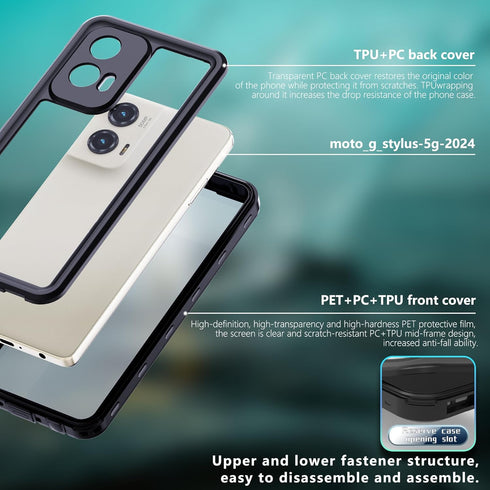 for Moto G Stylus 5G 2024 Case Waterproof IP68 Certified Shockproof Dustproof Snowproof Full Body Rugged Case for Moto G Stylus 5G 2024 Black...