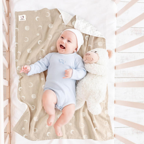Baby Blankets for Unisex Boys Girls, Soft Nursery Crib Blankets with Muslin Cotton Front and Dotted Fleece Back for Newborns Toddlers 30x40inch (D...