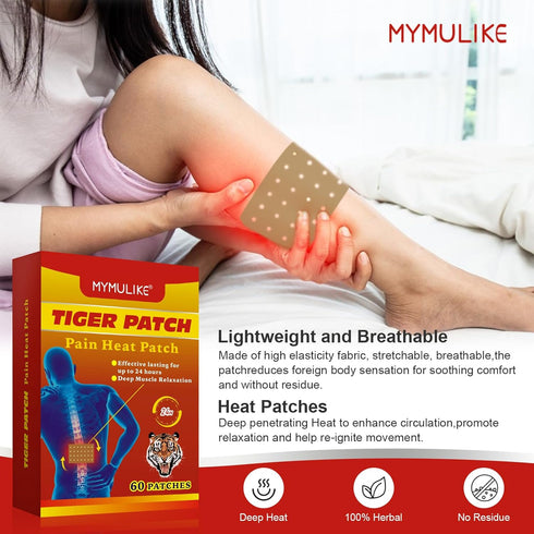 60 Count Tiger patch, Heat Patches for Knee Neck and Shoulder...