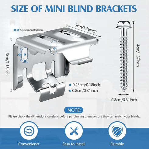 Jetec 6 Pieces Mini Blind Brackets Bracket for Window Blinds, with Screws...