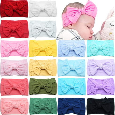 CÉLLOT 20 Colors Super Stretchy Soft Knot Baby Girl Headbands with Hair Bows Nylon Head Wrap For Newborn Baby Girls Infants Toddlers Kids...