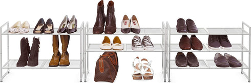 SIMPLE HOUSEWARE 3-Tier Stackable Shoes Rack Storage Shelf, Silver...