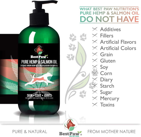 Pure Hemp & Salmon Oil for Dogs and Cats - Omega Skin Care Remedy for Dandruff, Shedding, Allergy & Itchy Skin Relief - Joint Supplement for Pet A...