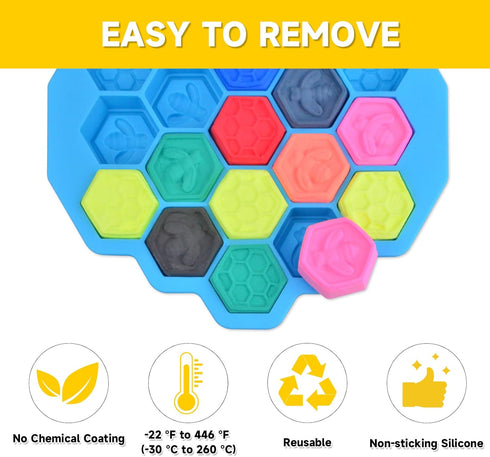 3Pcs Honeycomb Bees Silicone Molds, XJMWXHFC 19 Cavities Chocolate Molds, Food Grade Silicone Baking Molds, Non-Stick Cake Mold for Chocolate, Can...