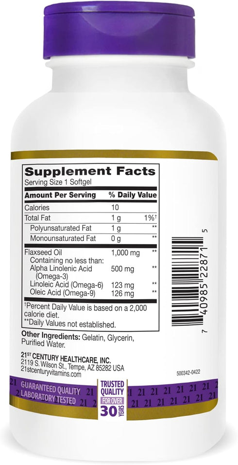21st Century Flaxseed Oil 1000 Mg Softgels, 120-Count (22871)...