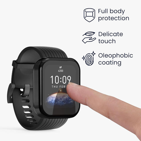 kwmobile Case Compatible with Huami Amazfit Bip 3 / Bip 3 Pro Case - 2X TPU Silicone Fitness Tracker Cover - Black/Transparent...
