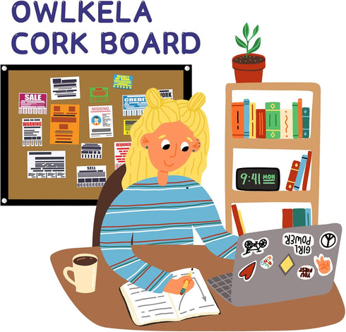 OWLKELA 14.6 X 11 Inch Cork Board Bulletin Board, Wall-Mounted Presentation, Message Notice Pin Board, Perfect for Office & Home Decor, School, Cu...
