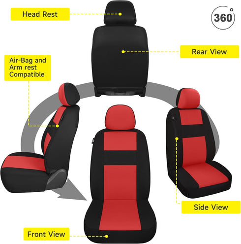 VarCozy Seat Covers for Car Front Pair, Breathable Cloth Front Car Seat Covers, Universal Cloth Seat Covers for SUV Sedan Van, Automotive Interior...
