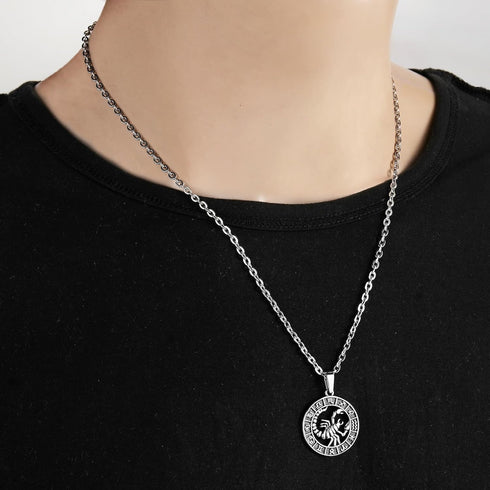 Zodiac Sign Pendant Necklaces for Women Men Stainless Steels Leo Constellation Horoscope Medallion Retro Celestial Astrology Jewelry...