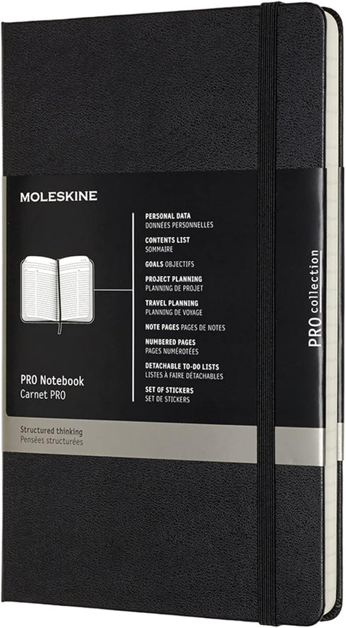 Moleskine Professional Notebook, Large, Black, Hard Cover (5 x 8.25)...