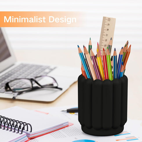Silicone Pen Holder, Pencil Holder Cute Pens Cup for Desk for Kids Office Decor Desk Accessories Pen Pot Desk Organizer (Black)...
