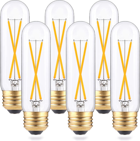 T10 Led Bulbs, 2W Dimmable Tubular Led Bulb,25 Watt Equivalent Edison Style Vintage LED Filament Light Bulb, E26 Long Tube Lamp, 2700K Woft Warm W...