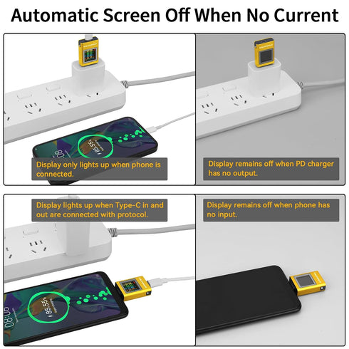 USB C Power Meter USB C Tester, USB Multimeter 4.5-50V 0-12A Two-Way Measurement Gravity Sensor Voltage Current Capacity Amp Volt Voltmeter Ammete...