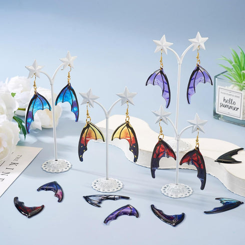 Beadthoven DIY 9 Pairs Halloween Dangle Earrings Making Kit Devil Bar Wing Charms Pendants with Golden Earring Hooks Jump Rings Colorful Gothic Va...