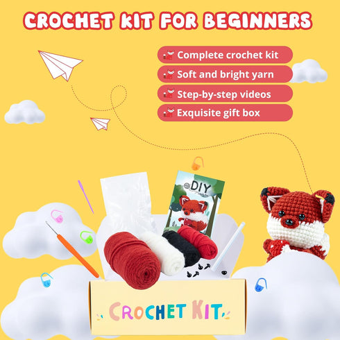 HTVRONT Beginner Crochet Kit for Adults - Complete Crochet Kits with Step by Step Video Tutorials, Amigurumi Crochet Kit with Yarns, Hook, Accesso...