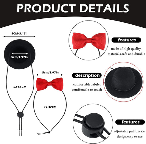 4 Sets 8 Pieces Guinea Pig Clothes Small Animal Bow Ties Pet Hats Outfit Suit Cosplay Cool Kawaii Pet Black Hat for Hamster Ferret Cat Rats Puppy ...