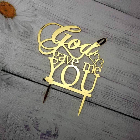 God Gave Me You Wedding Cake Topper for Wedding/Engagement/Marriage Party Decorations (Mirror Gold Acrylic)...
