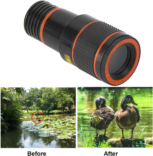 Telephoto Cell Phone Camera Lens 12X Telescopic Lens, Universal Clip On Telescopic Focusing Cell Phone Camera Lens for Mobile Phone Tablet, Cell P...
