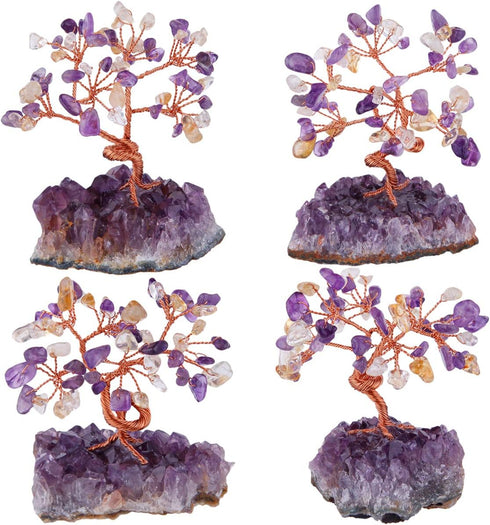 mookaitedecor Citrine & Amethyst Crystal Tree with Amethyst Cluster Crystals Base Bonsai Money Tree for Wealth and Luck...