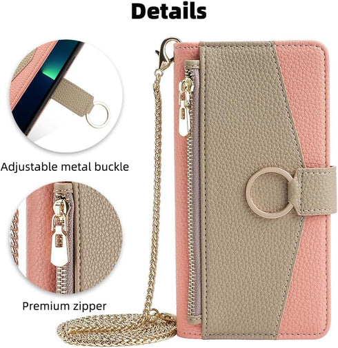 Asuwish Phone Case for iPhone 14 Pro 6.1 inch Wallet Cover with Screen Protector and Mirror Flip Cover Ring Card Holder Crossbody Strap Stand Cell...