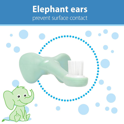 Dr. Brown's Infant-to-Toddler Training Toothbrush Set, Mint Elephant with Fluoride-Free Strawberry Baby Toothpaste, 0-3 Years...