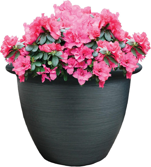 The HC Companies 12 Inch Sevilla Planter Lightweight Indoor Outdoor Plastic Plant Pot for Herbs and Flowers, Painted Black...