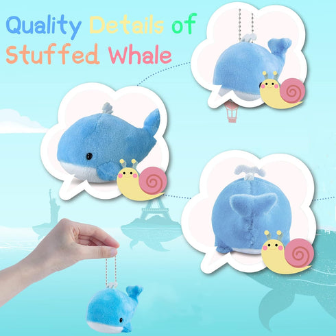 Whale Plush Toy Set BB Funhouse 6 Packs Soft Easter Animal Stuffed Plush Key Chain Set Goodie Bag Fillers Party Favor Carnival Prizes for Kids Boy...