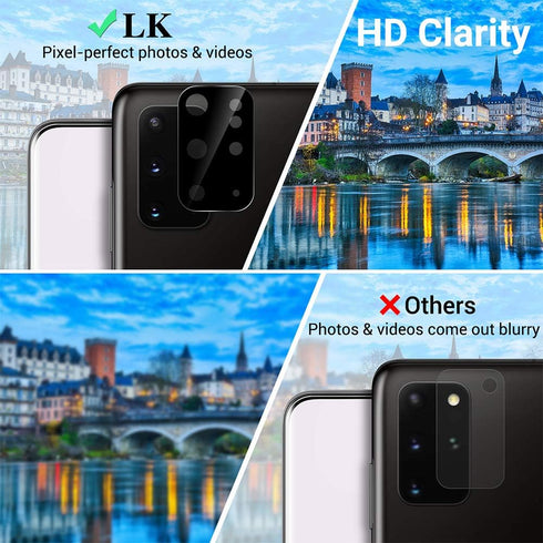 LK 4 Pack 2 Pack Screen Protector + 2 Pack Camera Lens Protector for Samsung Galaxy S20 Plus 6.7-inch, Positioning Tool, In-Display Fingerprint Su...