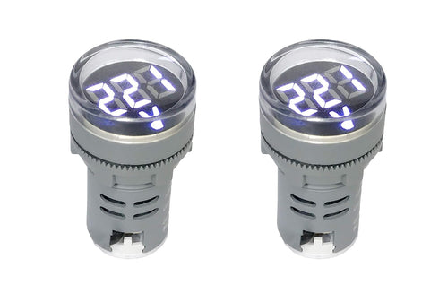 NOYITO 80-500V AC Digital Voltmeter 110V 220V 380V Red Green Yellow Blue White LCD Digital Display Small Round Head (Pack of 2) (White)...