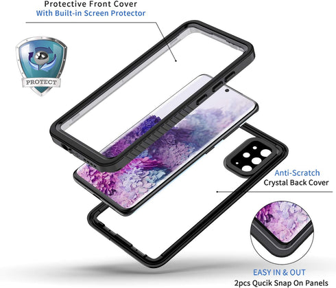 Lanhiem for Samsung Galaxy S20+ Plus Case, IP68 Waterproof Dustproof Shockproof Case with Built-in Screen Protector, Heavy Duty Full Body Protecti...