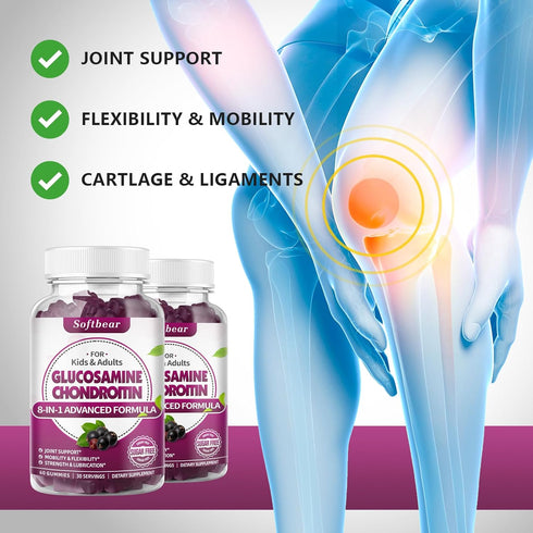 Glucosamine Chondroitin Gummies Sugar Free, Extra Strength Glucosamine Chondroitin MSM with Elderberry & Turmeric Supplement Support Joint & Antio...