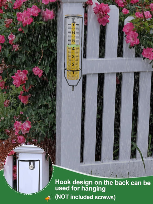MADHOLLY Rain Gauge Outdoor - 7" Freeze-Proof Rain Gauges for Yard, Large Numbers, Easy to Read- Decorative Rain Measure Gauge with Metal Stake fo...