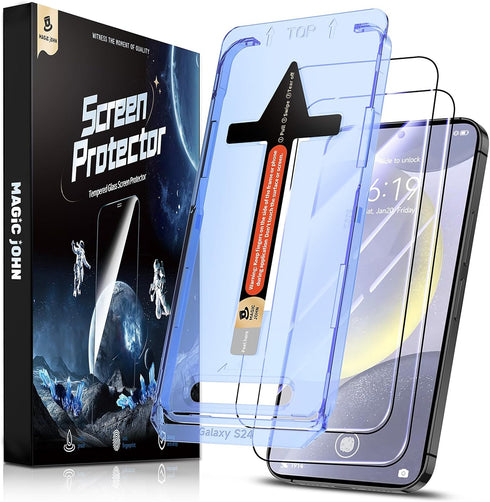 MAGIC JOHN 2 Pack for Samsung Galaxy S24 Plus/ S24+ (6.7 inch) Tempered Glass Screen Protector, Auto Dust-Elimination Installation, Bubble Free, H...