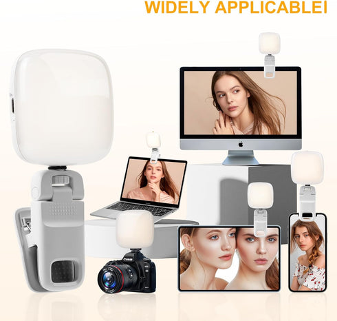 49 LED Selfie Light,Video Light,Phone Light Clip,200mAh,Adjusted 3 Light Modes,Portable Camera Light Panel 0-360° Color, DSLR Lighting for iPhone,...