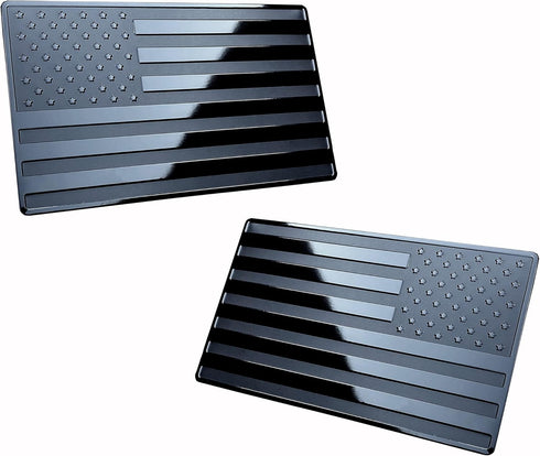 MULL American Flag Metal Auto Emblem for Cars Trucks 2pcs Forward and Reverse Set (5"x3", Black)...