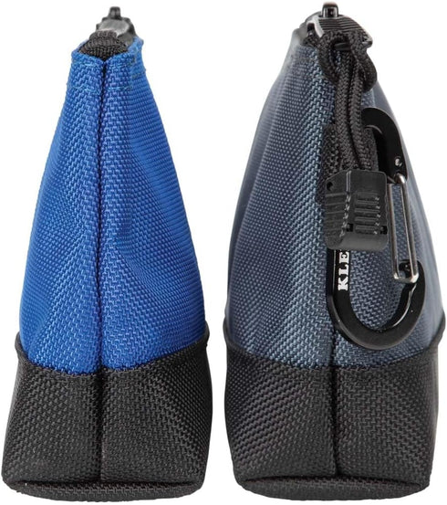 Klein Tools 55559 Stand-Up Zipper Bag Tool Pouch with Carabiners, 7-Inch Blue and 14-Inch Gray Utility Bags with Reinforced Bottom, 2-Pack...